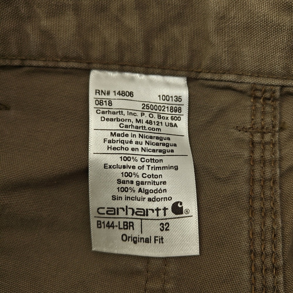 Vintage Carhartt Canvas Carpenter Shorts Men 32 Brown B144-LBR Workwear Utility - Picture 3 of 8